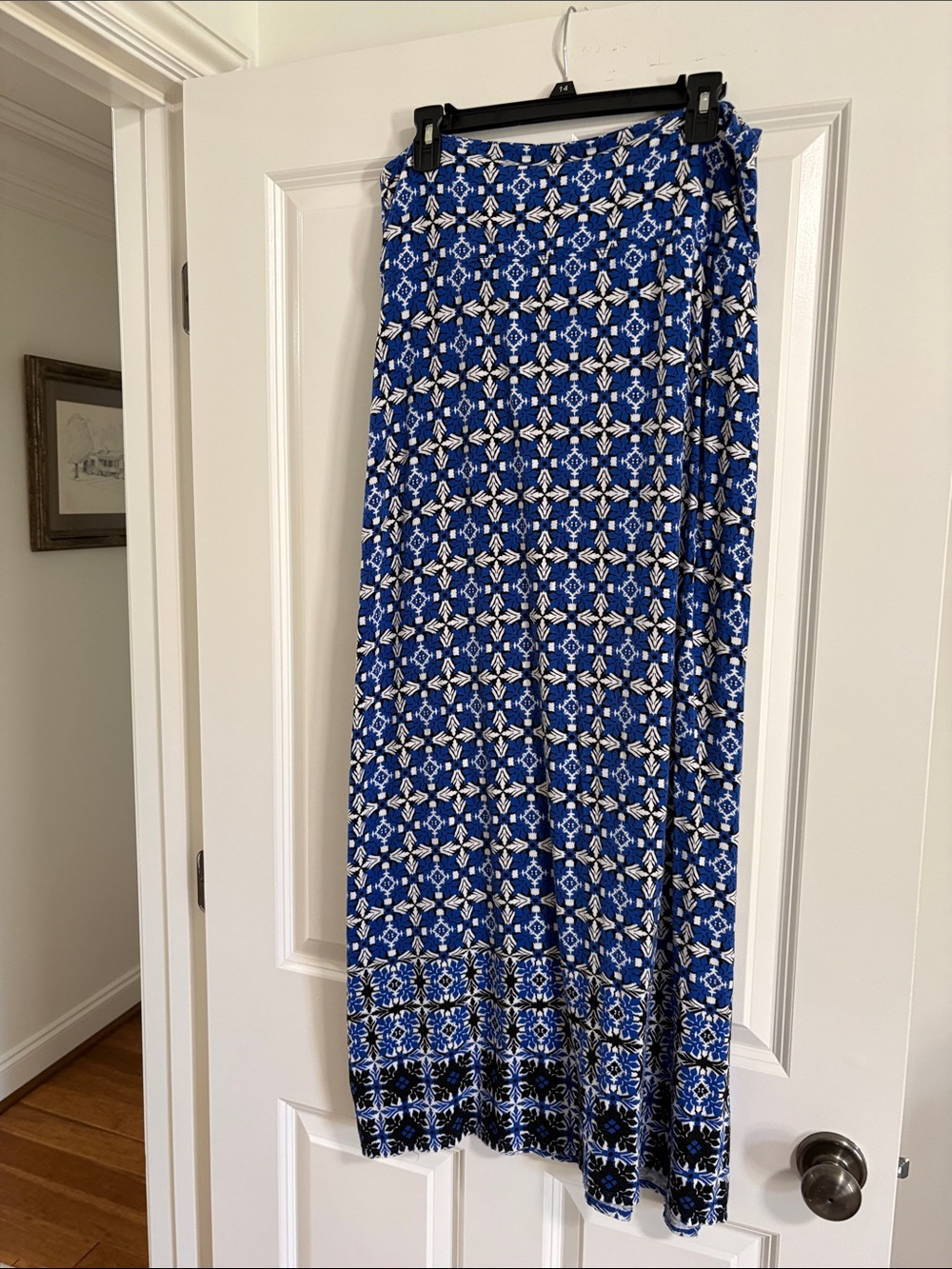 Blue Patterned Maxi Skirt